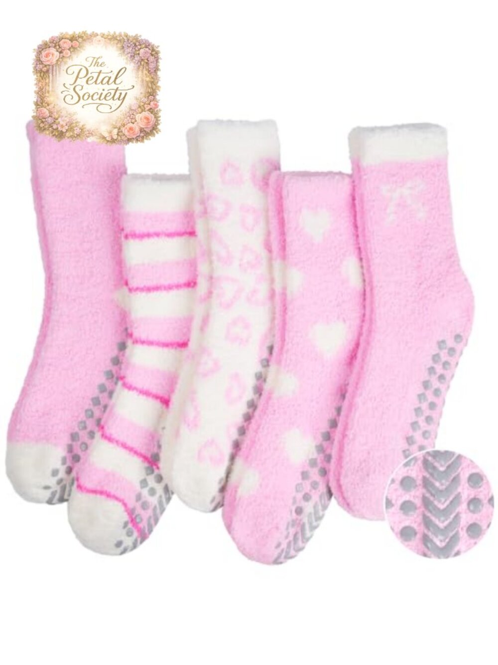 Fuzzy Grip Slipper Socks Polyester Spandex Non Slip Hospital Postpartum